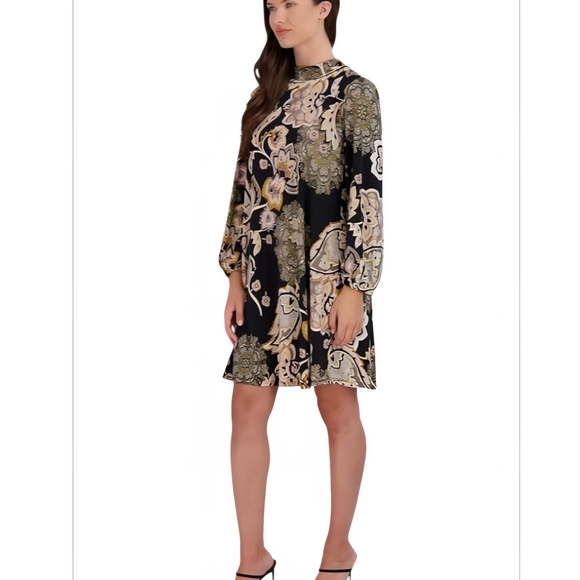 Signature by Robbie Bee Black and Olive Floral Dress - Picture 4 of 9